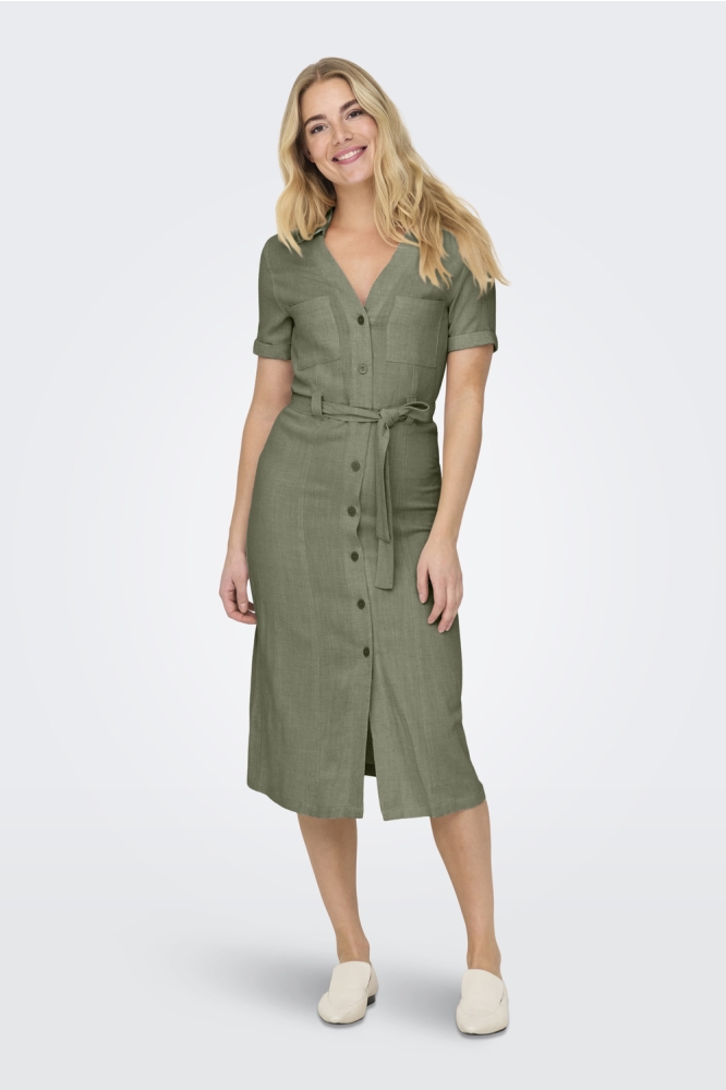 ONLSIESTA SS LINEN BL SHIRT DRESS P 15347210 Deep Lichen Green